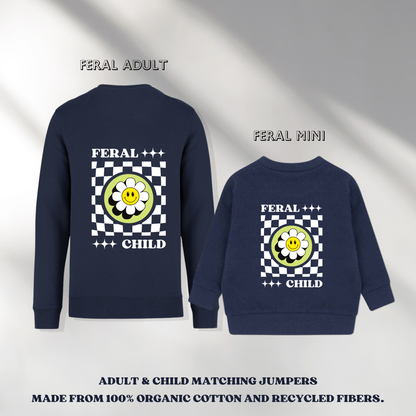 Bogey Green x Navy Feral Child & Adult Matching Jumpers